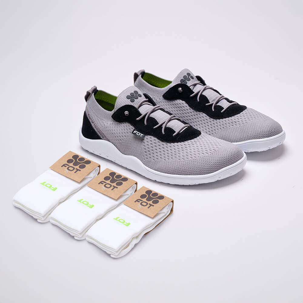 Kit Lito black grey + Pack 3 meia FOT cano media branca
