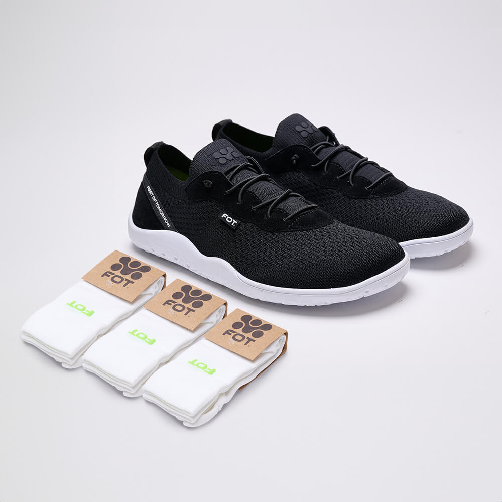 Kit Lito black white + Pack 3 meia FOT cano media branca
