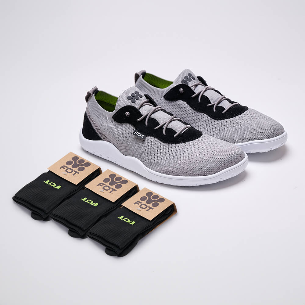 Kit Lito black grey + Pack 3 meia FOT cano media preta